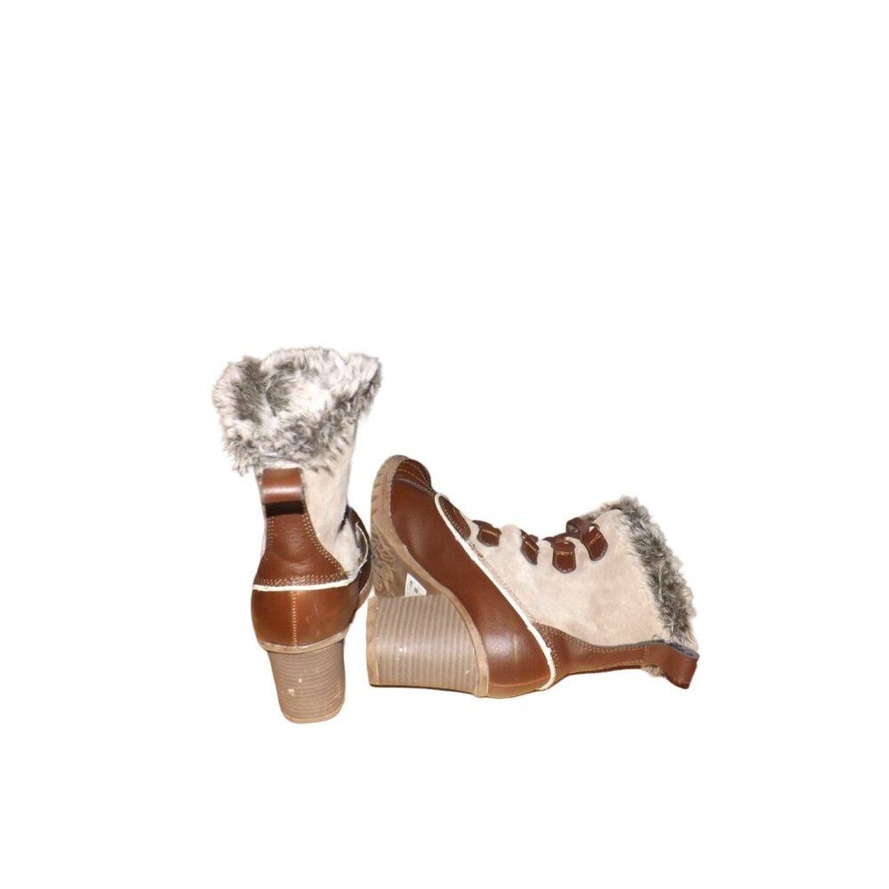 Skeckers Boots Women Sz 8 Heeled Duck‎ Faux Fur Leather Outdoor Work Winterwear - Picture 5 of 6